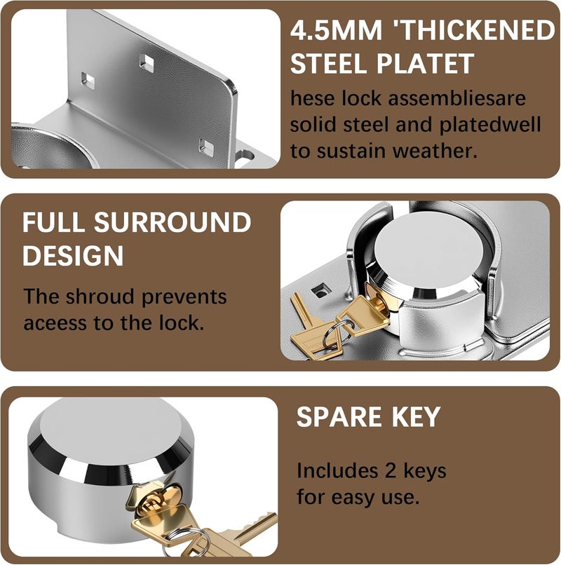 Mindoub Heavy-Duty Solid Steel Roll-Up Door Lock，High-Security Hidden Shackle Padlock and hasp Set, Comes with 2 Keys, specifically Designed for Garage Doors to Prevent Unauthorized External Access - Image 3